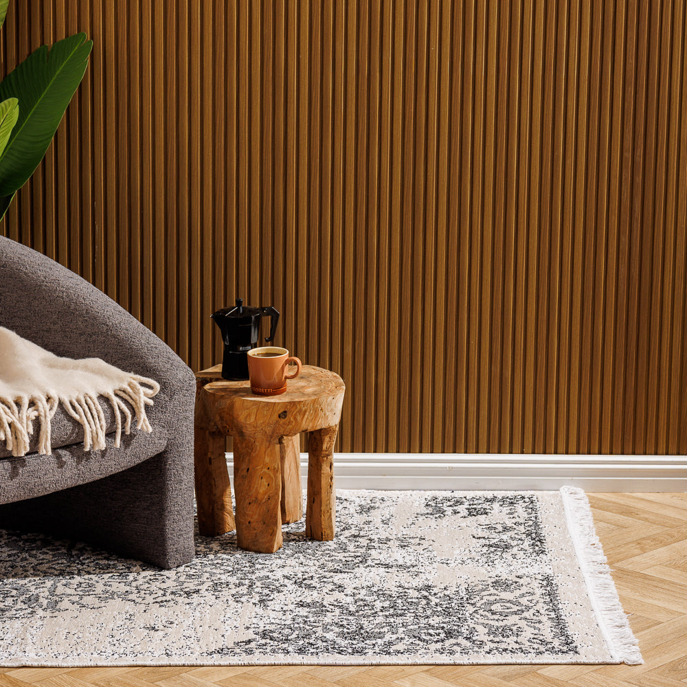 San Remo Mediterranean Collection Jacquard Polycotton Carpet Monochrome-Carpets/Rugs