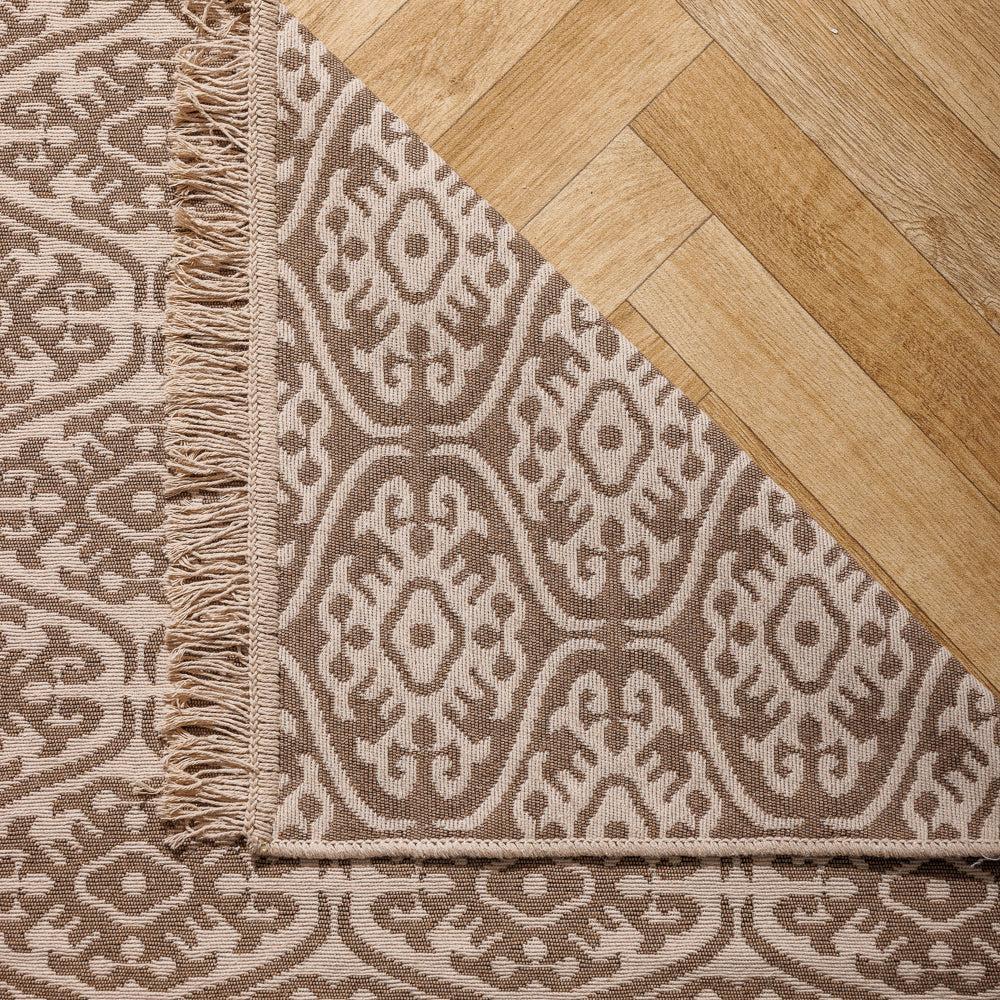 Santorini Mediterranean Collection Jacquard Polycotton Carpet Sand-Carpets/Rugs