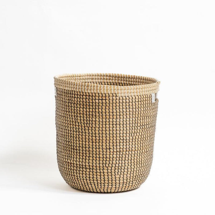 Seagrass Weave Round Basket - Black/Natural-Basket