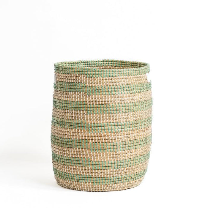 Seagrass Weave Round Basket - Natural/Stripe-Baskets