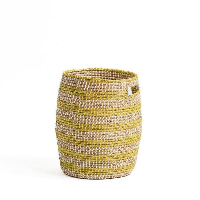 Seagrass Weave Round Basket - Natural/Stripe-Baskets