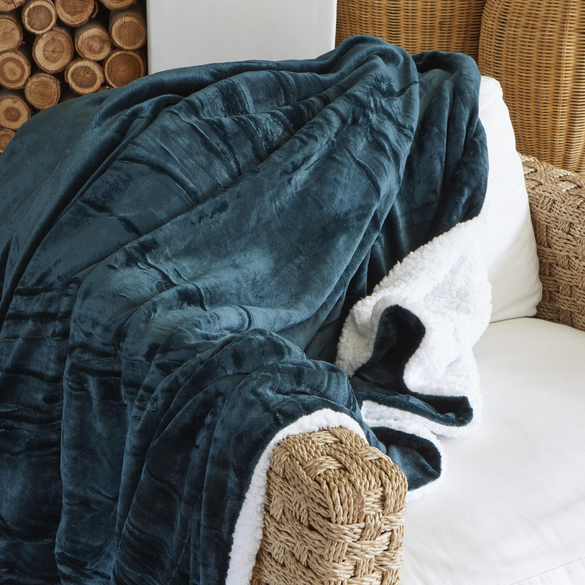 Sherpa Fleece Blanket (200 x 230cm) - Emerald