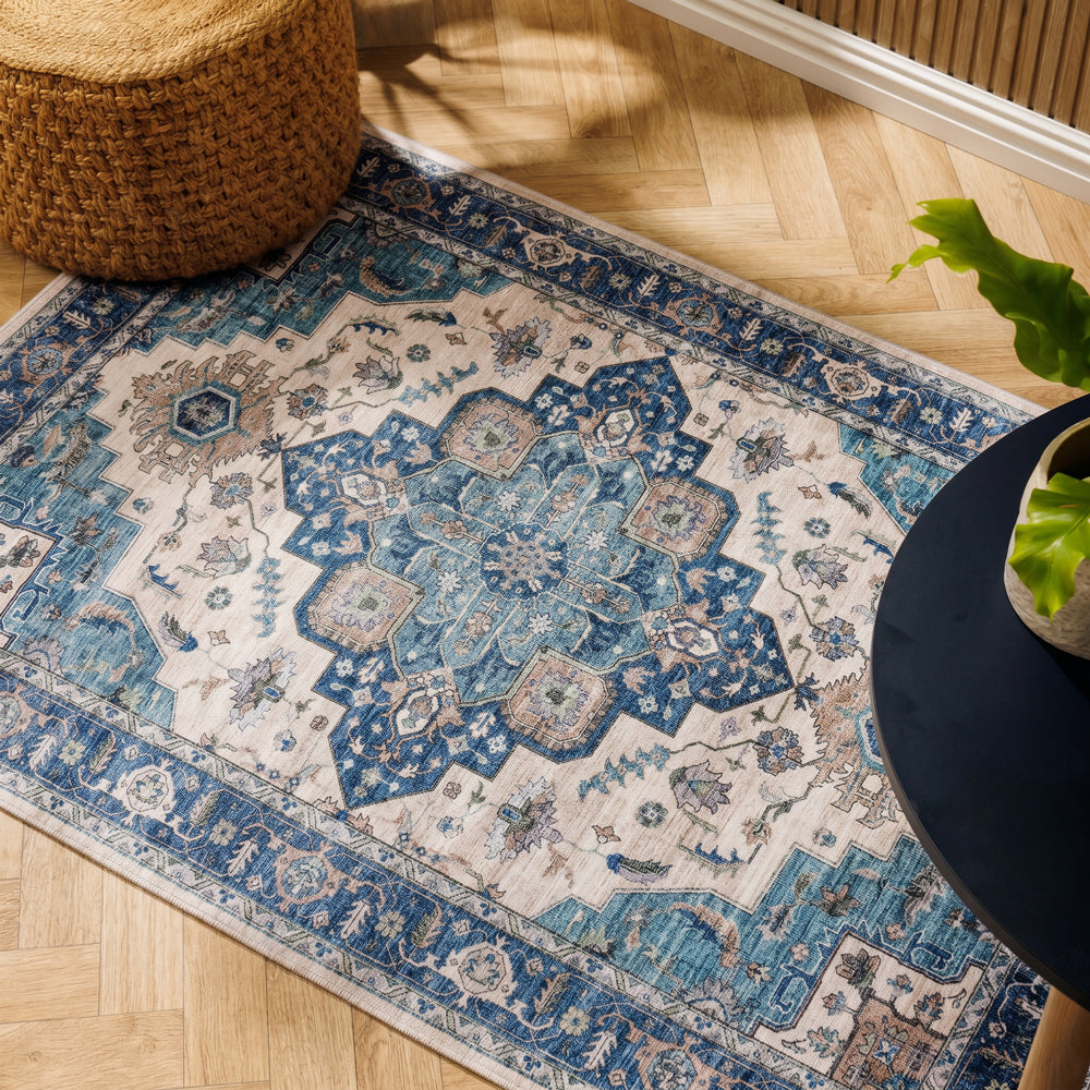 Silkwhisper Printed Carpet Blue Lagoon-Carpets/Rugs