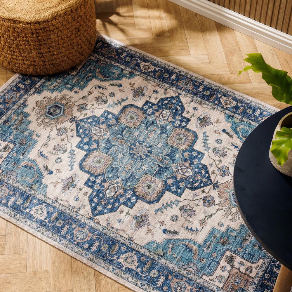 Silkwhisper Printed Carpet Blue Lagoon-Carpets/Rugs