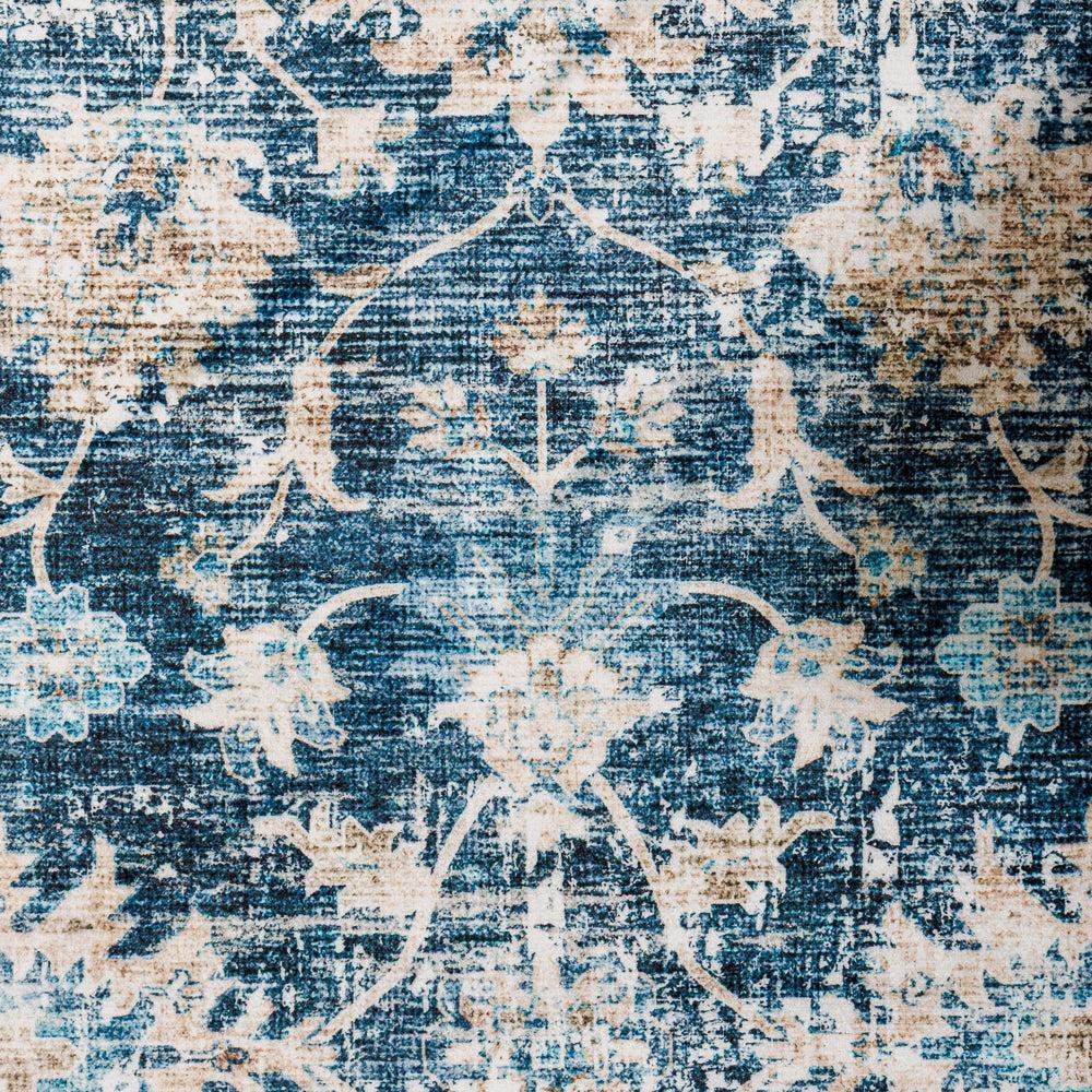 Silkwhisper Printed Carpet Navy Blossom-Carpets/Rugs