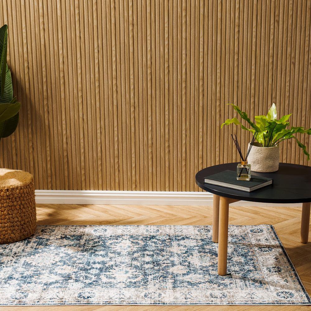 Silkwhisper Printed Carpet Navy Blossom-Carpets/Rugs