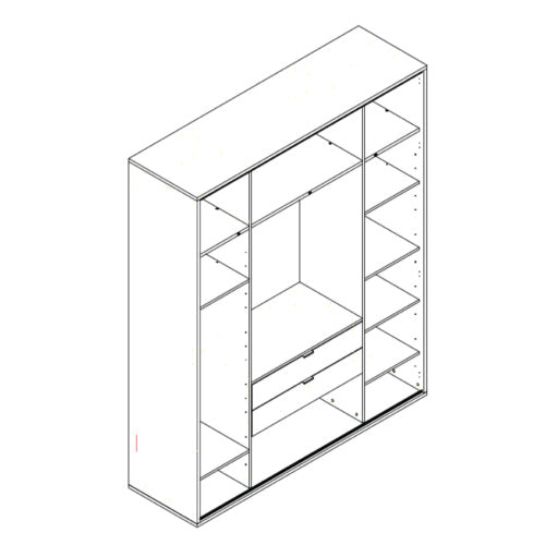 Simple 4-Door Wardrobe - Oak-Armoires & Wardrobes