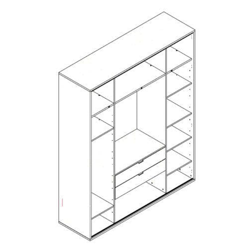 Simple 4-Door Wardrobe - Oak-Armoires & Wardrobes