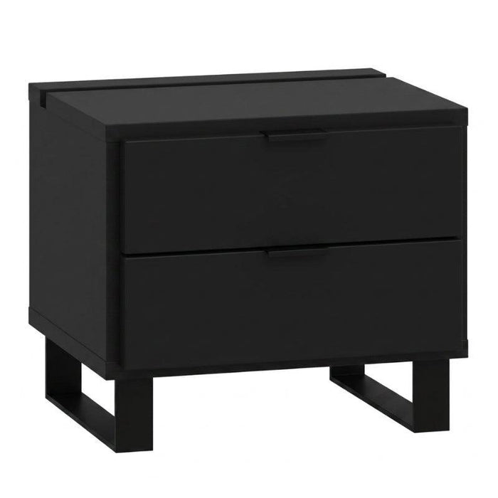 Simple Nightstand with Functional Slat - Black-Nightstands