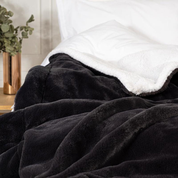 Soft Faux Fur Rabbit Blanket - Slate