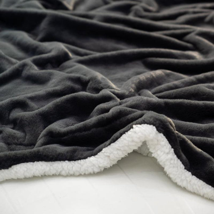 Soft Faux Fur Rabbit Blanket - Slate