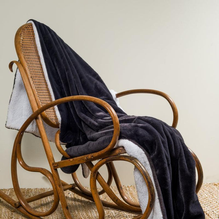 Soft Faux Fur Rabbit Blanket - Slate