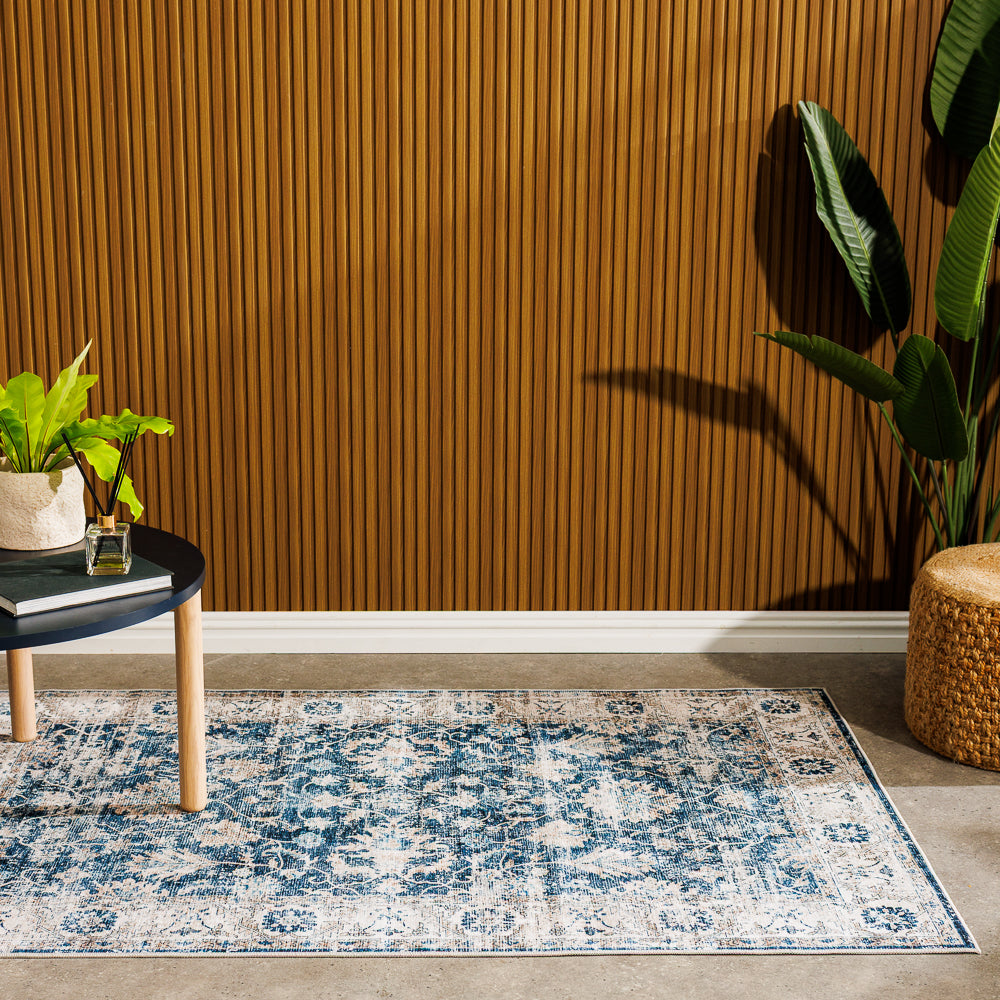 Softweave Printed Carpet Blossom Navy-Carpets/Rugs