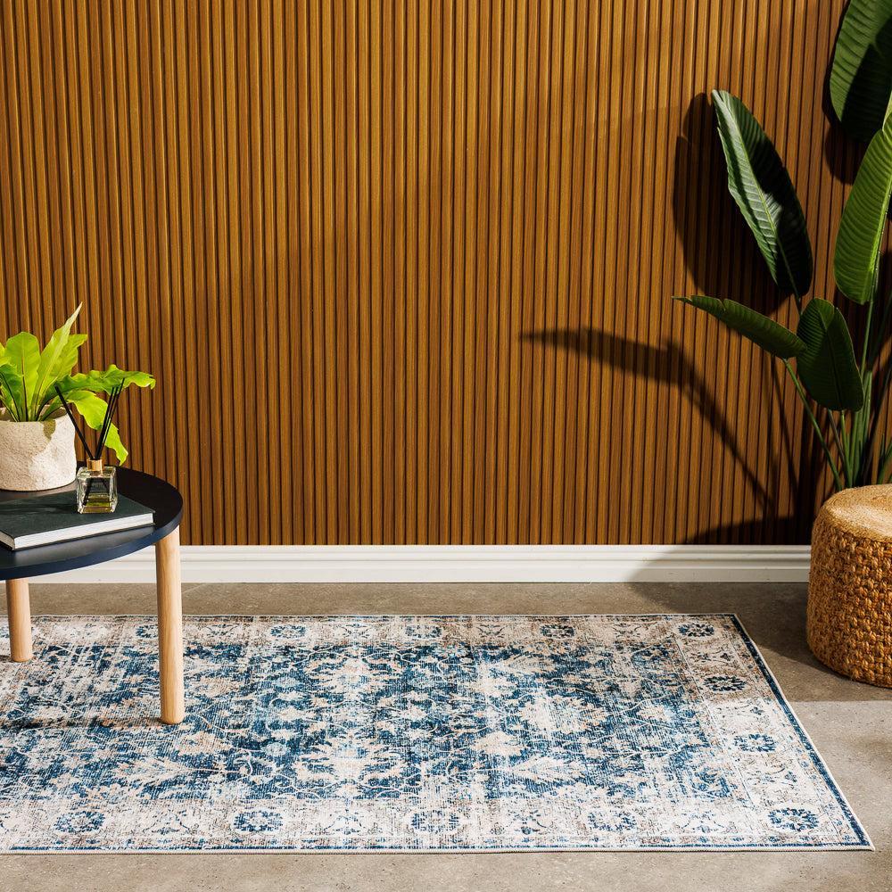 Softweave Printed Carpet Blossom Navy-Carpets/Rugs