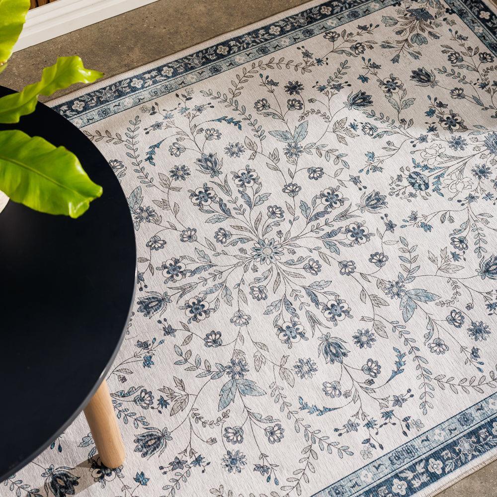 Softweave Printed Carpet Fern Dusky Blue-Carpets/Rugs