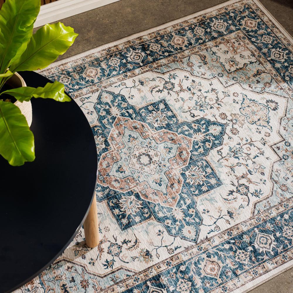 Softweave Printed Carpet Nordic Blue Grey-Carpets/Rugs