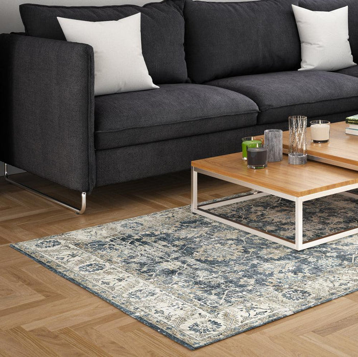 Softweave Printed Runner Navy Blossom-Carpets/Rugs