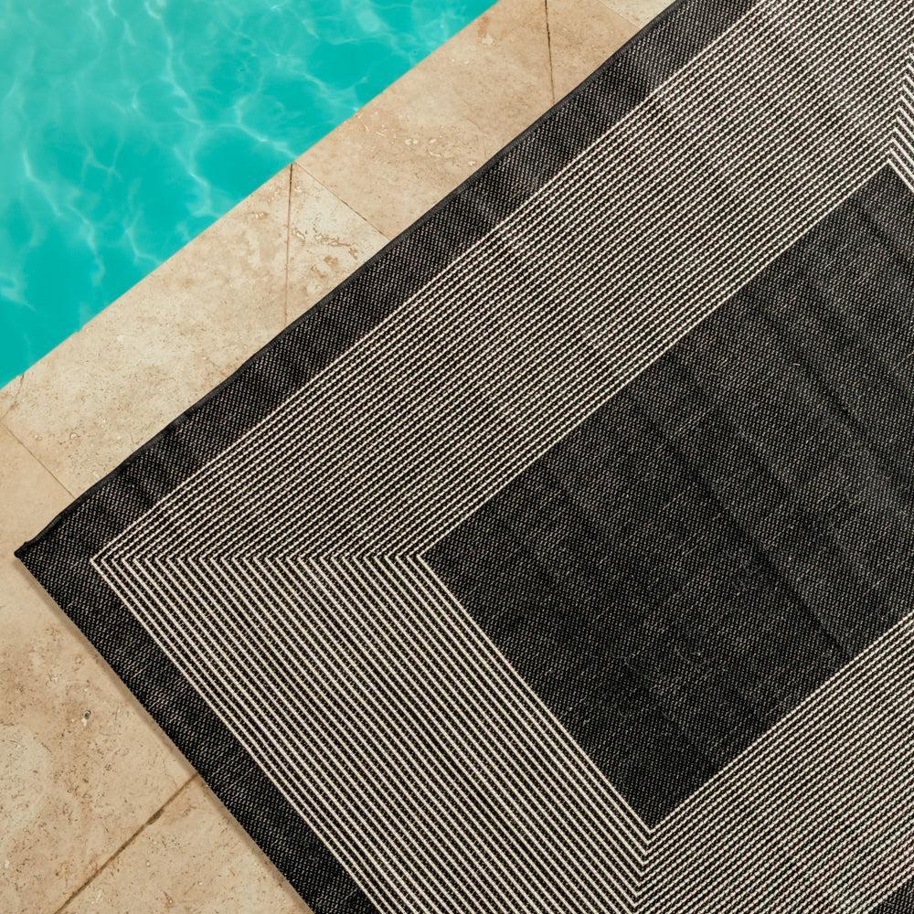 Spring Twilight Indoor and Outdoor Rug Black-Carpets/Rugs