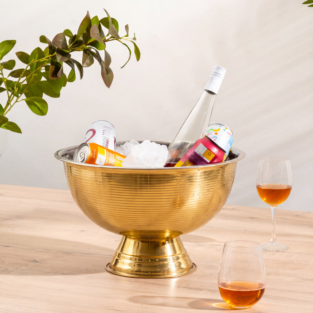 Stainless Steel Footed Champagne Cooler Gold-Bar Accessories