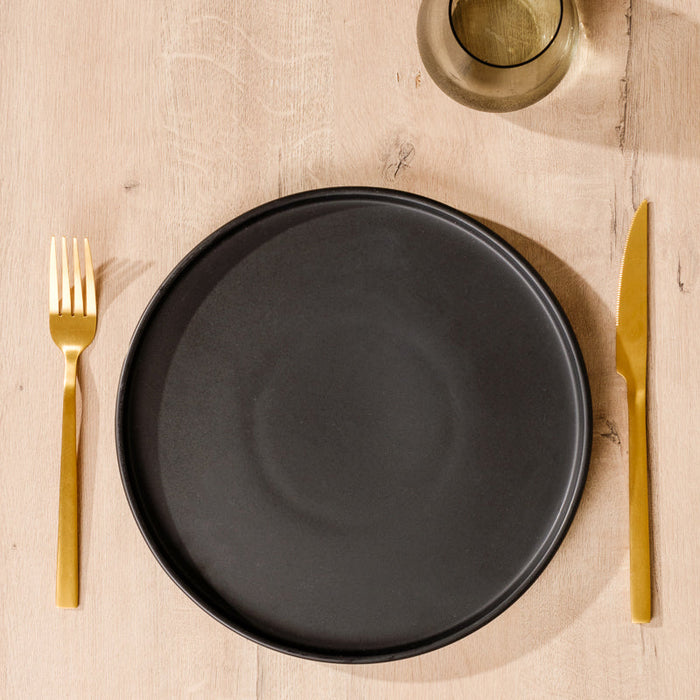 Stoneware Rimmed Dinner Plate - Black-CERAMIC