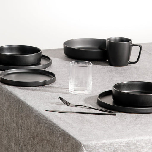 Stoneware Rimmed Dinner Plate - Black-CERAMIC