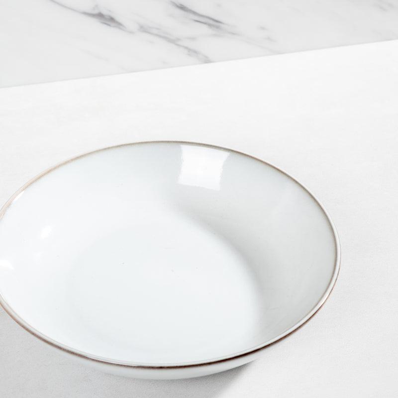 Stoneware Shallow Bowl Light Grey