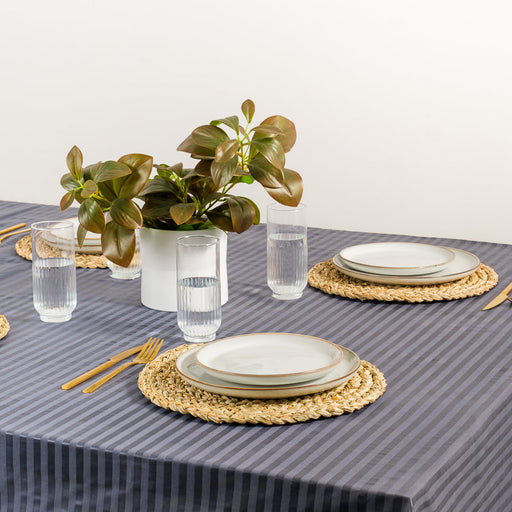 Stripe Tablecloth Charcoal (8 Seater)-Serveware