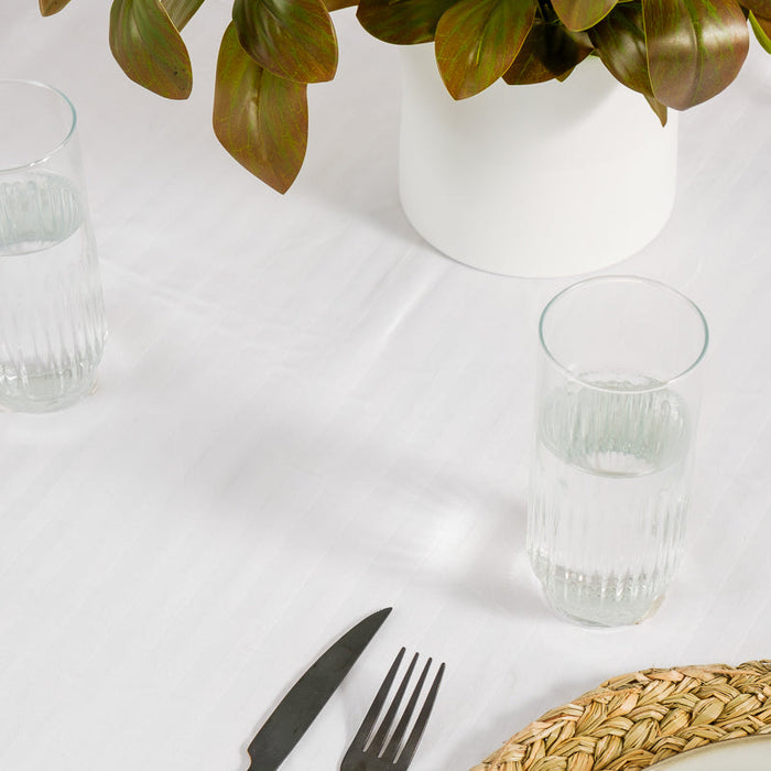 Stripe Tablecloth White (8 Seater)-Serveware