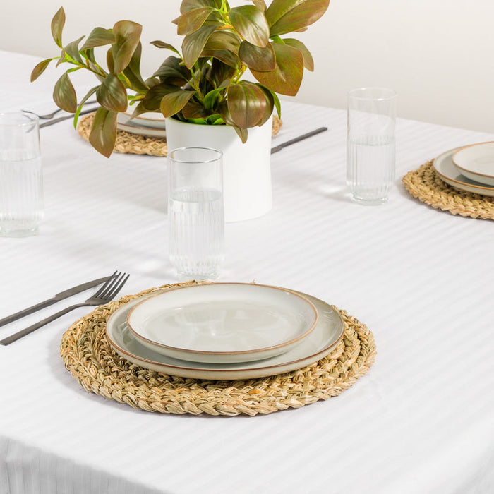 Stripe Tablecloth White (8 Seater)-Serveware