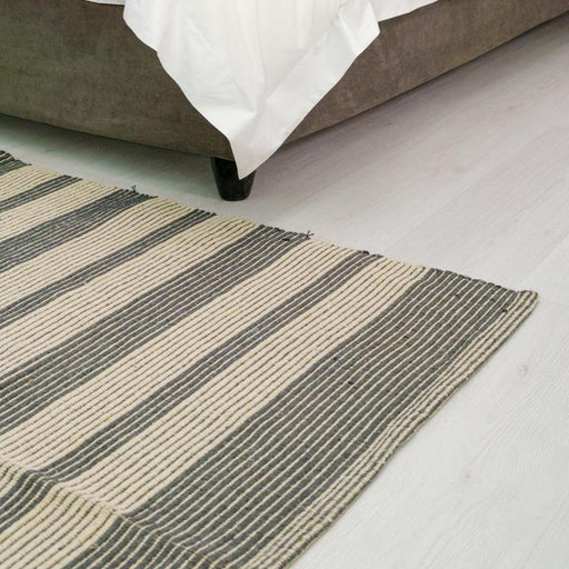 Dark Grey Striped Rug - 120 x 180cm