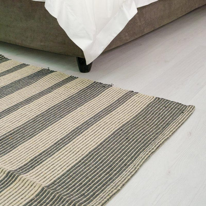 Dark Grey Striped Rug - 120 x 180cm