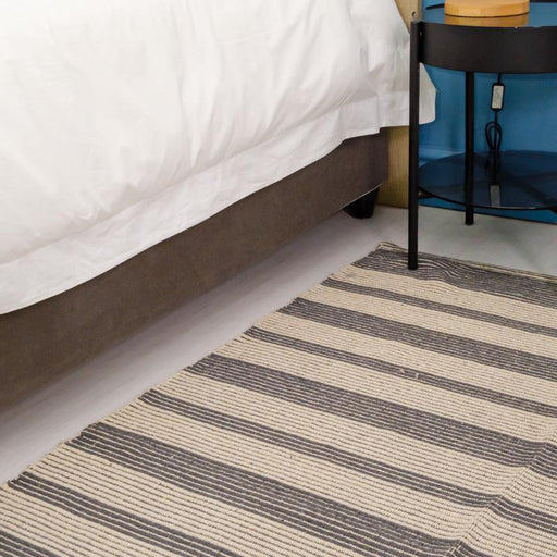 Dark Grey Striped Rug - 120 x 180cm