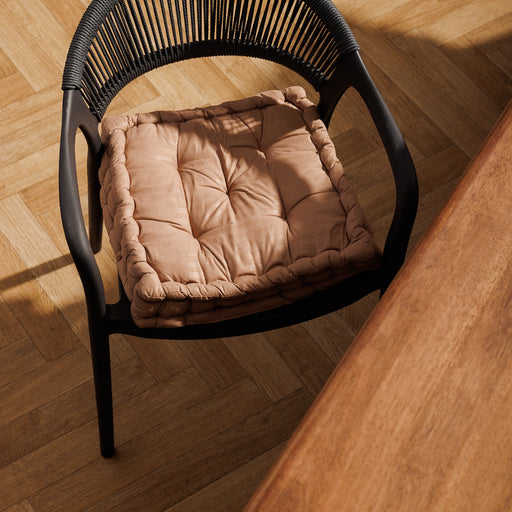 Striped Square Chair Pad Beige-Chair Pads