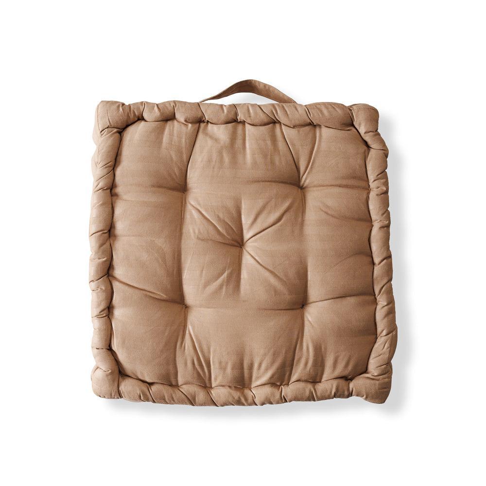 Striped Square Chair Pad Beige-Chair Pads