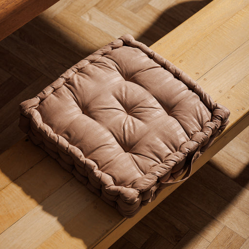 Striped Square Chair Pad Beige-Chair Pads