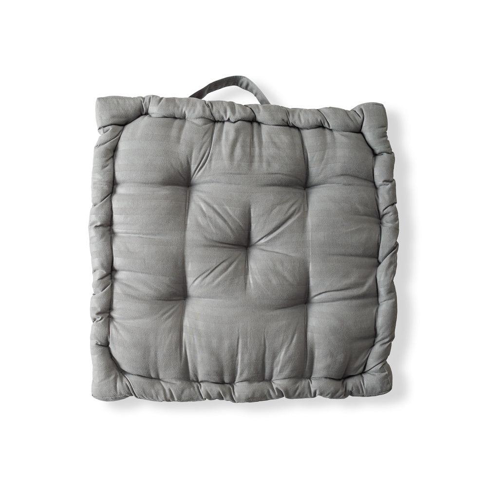 Striped Square Chair Pad Dark Grey-Chair Pads