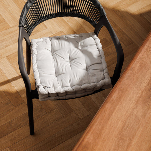 Striped Square Chair Pad Light Grey-Chair Pads
