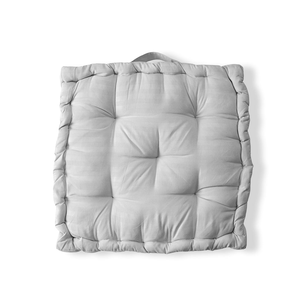 Striped Square Chair Pad Light Grey-Chair Pads