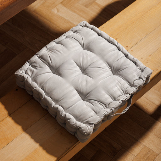 Striped Square Chair Pad Light Grey-Chair Pads