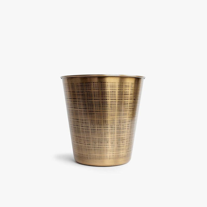 Tapered Bin - Textured Brass-Bathroom Accessories