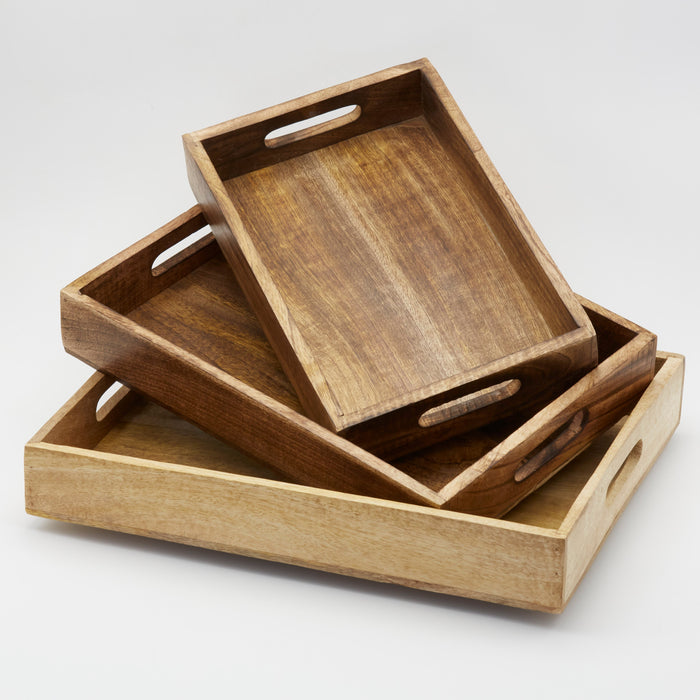 Terra Mango Wood Square Tray with Handles