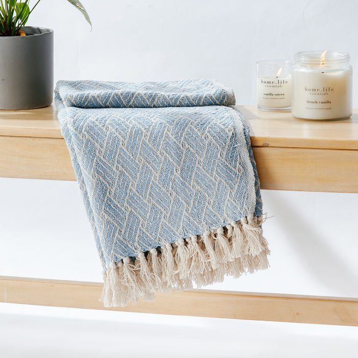 Cotton Bay Big Weave Throw - Aqua