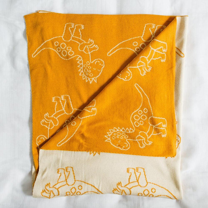 100% Cotton Jacquard Baby Blanket 80x100cm - Tiny Rex Reversible-Blankets-Little Whitehouse