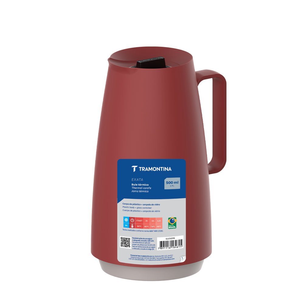 Tramontina Exata Glass Lined Thermal Flask Red-Flask