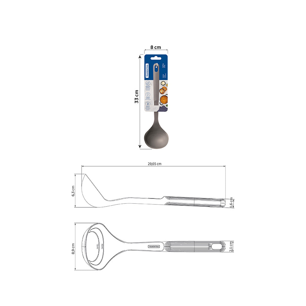Tramontina Softta Silicone Ladle Grey-Kitchen Utensils