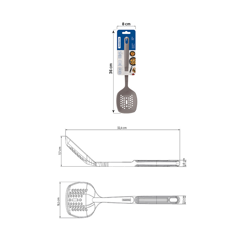 Tramontina Softta Silicone Skimmer Grey-Kitchen Utensils