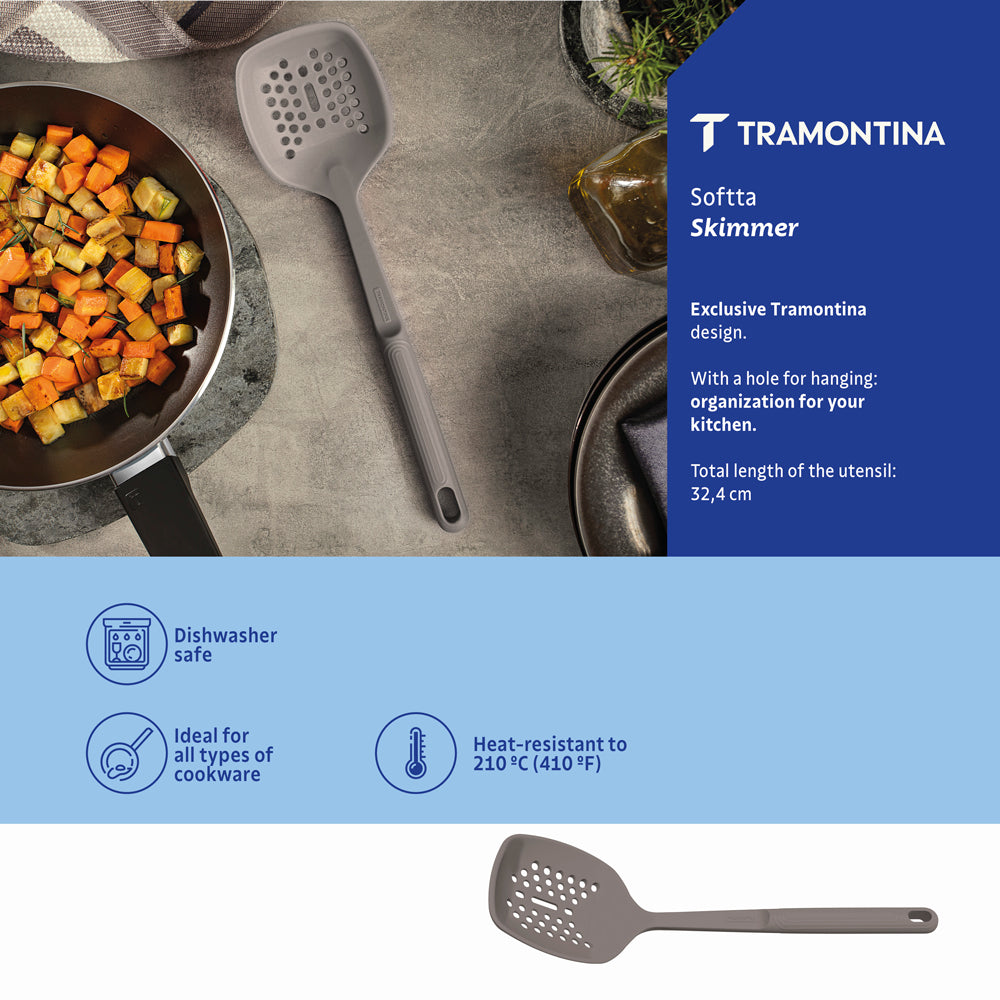 Tramontina Softta Silicone Skimmer Grey-Kitchen Utensils
