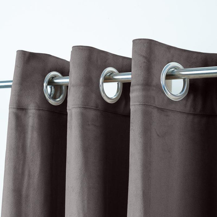 Velvet Narrow Eyelet Unlined Curtain - Cinnamon-CURTAINS