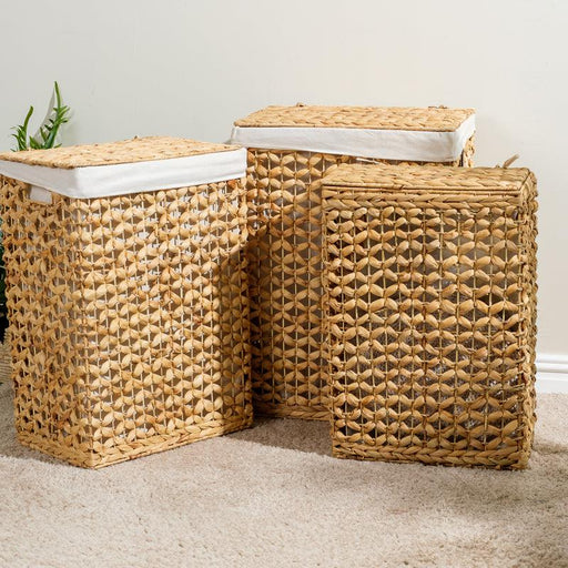 Vietnamese Laundry Hamper with Lid and Liner - Rectangular-Laundry Baskets