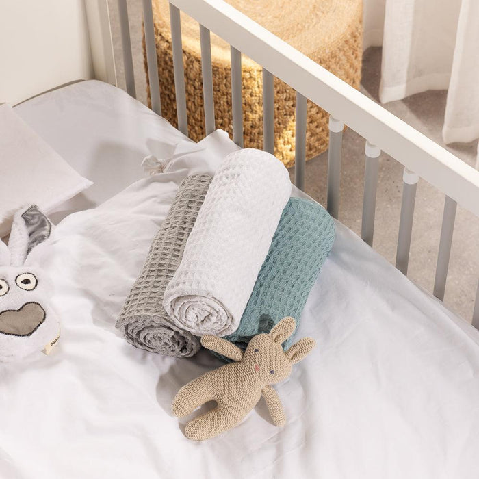 Waffle Baby Blanket - Duck Egg-